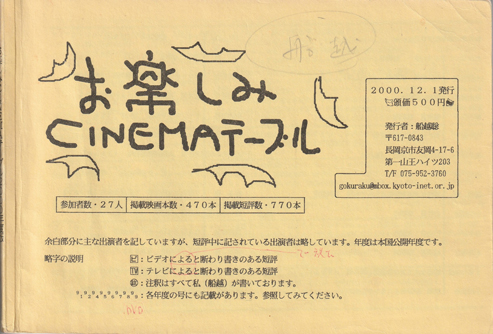 ＣＩＮＥＭＡテーブル２０００年度版