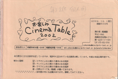 ＣＩＮＥＭＡテーブル２００２年度版